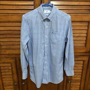 Southern Tide Blue & White Plaid Long Sleeved Shirt - Size Small